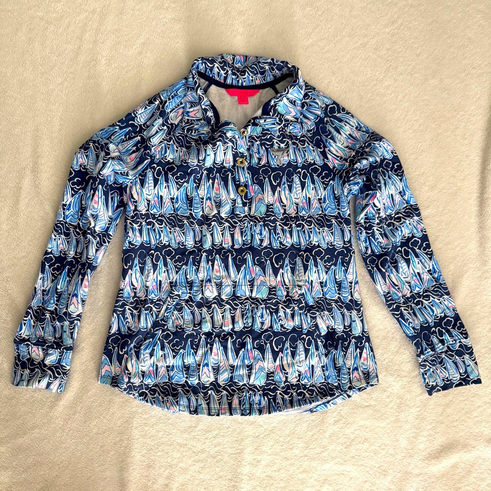 Lilly Pulitzer Sailboat Print Button Down Popover S Golf